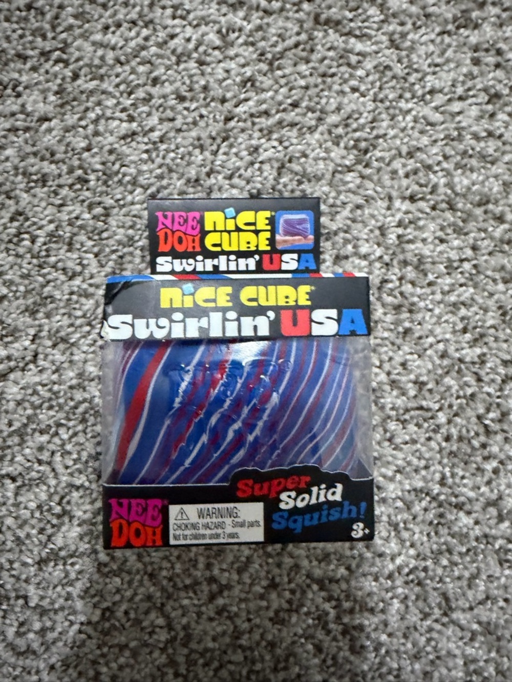 Nee-Doh Nice Cube Swirlin' USA Super Solid Squish - Blue & Red